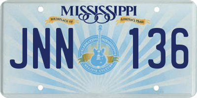 MS license plate JNN136