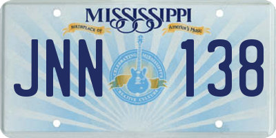 MS license plate JNN138