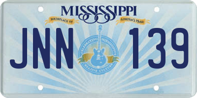 MS license plate JNN139