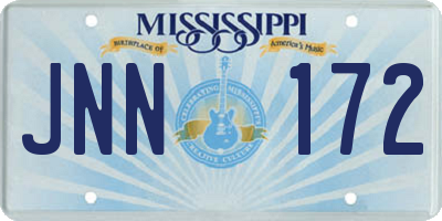 MS license plate JNN172