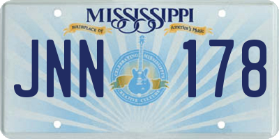 MS license plate JNN178