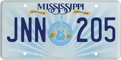 MS license plate JNN205