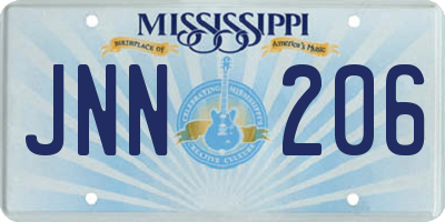 MS license plate JNN206
