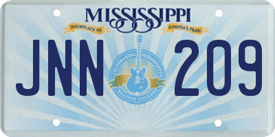 MS license plate JNN209