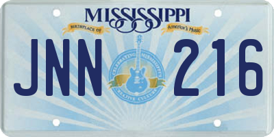 MS license plate JNN216