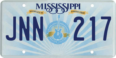 MS license plate JNN217
