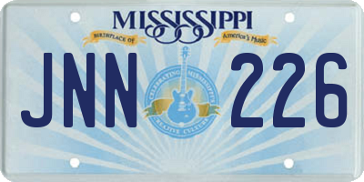 MS license plate JNN226