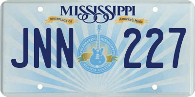 MS license plate JNN227