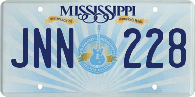 MS license plate JNN228