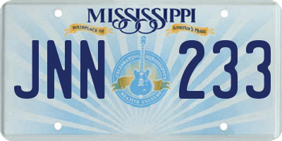 MS license plate JNN233