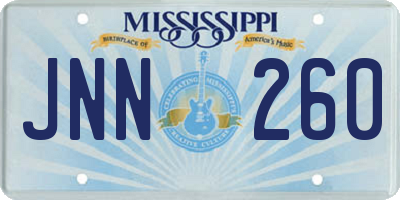 MS license plate JNN260
