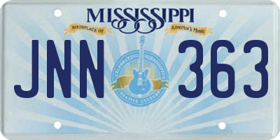 MS license plate JNN363
