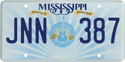 MS license plate JNN387