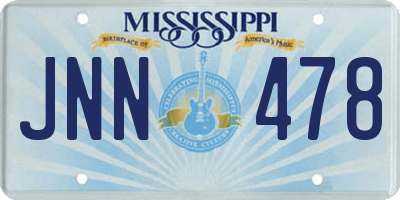 MS license plate JNN478