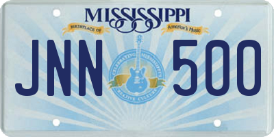 MS license plate JNN500