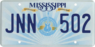 MS license plate JNN502