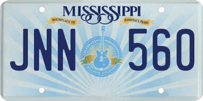 MS license plate JNN560