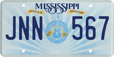 MS license plate JNN567