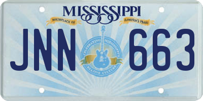 MS license plate JNN663