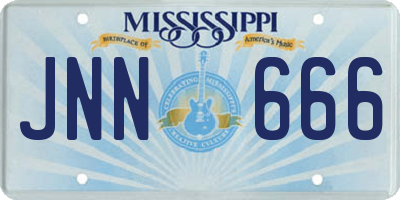 MS license plate JNN666