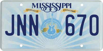 MS license plate JNN670