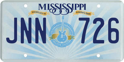 MS license plate JNN726
