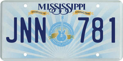 MS license plate JNN781