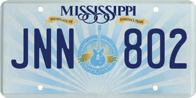 MS license plate JNN802