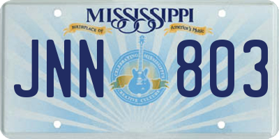 MS license plate JNN803
