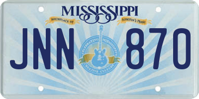 MS license plate JNN870