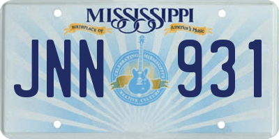 MS license plate JNN931