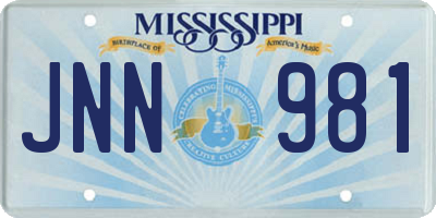MS license plate JNN981