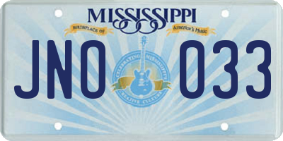 MS license plate JNO033
