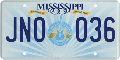 MS license plate JNO036