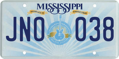 MS license plate JNO038
