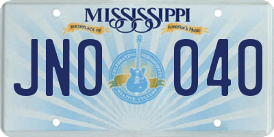 MS license plate JNO040