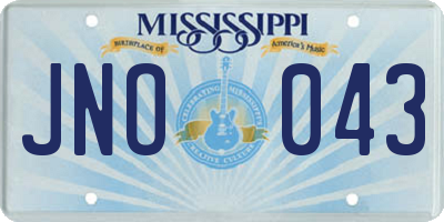 MS license plate JNO043
