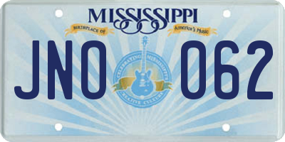 MS license plate JNO062