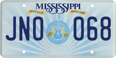 MS license plate JNO068