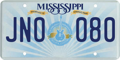 MS license plate JNO080