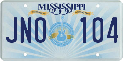 MS license plate JNO104