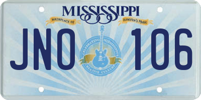 MS license plate JNO106