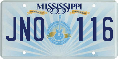 MS license plate JNO116