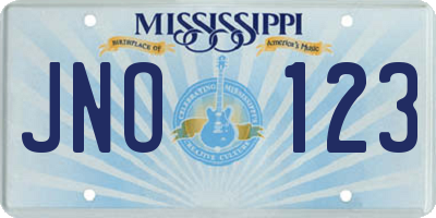 MS license plate JNO123