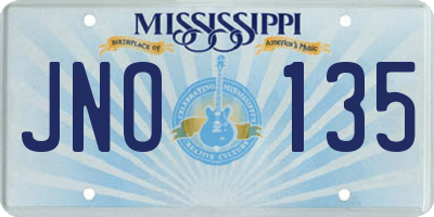 MS license plate JNO135