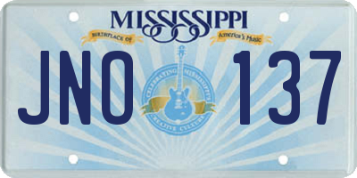 MS license plate JNO137