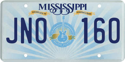 MS license plate JNO160