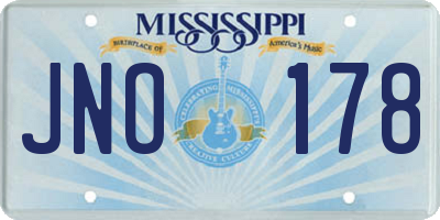 MS license plate JNO178