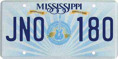MS license plate JNO180