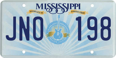 MS license plate JNO198